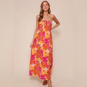 Timing Floral Maxi Halter Dress (Size S)